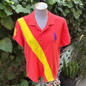 Polo by Ralph Lauren Red Polo with Yellow Sash and Blue Pony